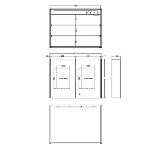 Hudson Reed Meloso 800 X 600mm Silver Mirror Cabinet 4 Hudson Reed Meloso 800 X 600mm Silver Mirror Cabinet - Image 2