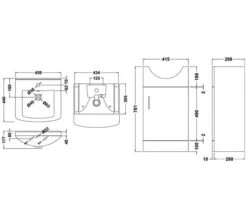 Nuie Mayford 450mm Wide Floor Standing White Cabinet With Basin -Shower Room M700 2023 6 7 8 10 33 584