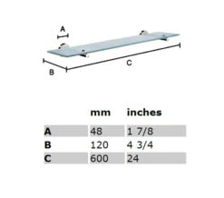 Smedbo Home 600mm Frosted Glass Bathroom Shelf 8 Smedbo Home 600mm Frosted Glass Bathroom Shelf -Shower Room QS S151 2 mn
