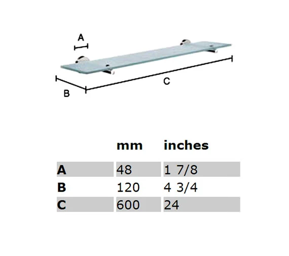 Smedbo Home 600mm Frosted Glass Bathroom Shelf 5 Smedbo Home 600mm Frosted Glass Bathroom Shelf - Image 3