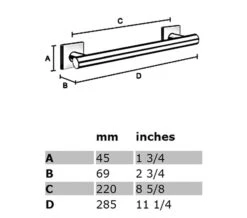 Smedbo House 284mm Grab Bar -Shower Room QS S161 2 mn
