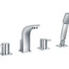 Flova Essence 4 Hole Diamond Chrome Finish Bath-Shower Mixer Tap With Handset And Hose -Shower Room QS V15334 1 mn
