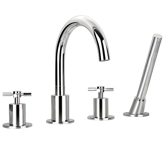 Flova XL 4 Hole Diamond Chrome Finish Bath-Shower Mixer Tap With Handset And Hose 3 Flova XL 4 Hole Diamond Chrome Finish Bath-Shower Mixer Tap With Handset And Hose