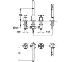 Flova XL 4 Hole Diamond Chrome Finish Bath-Shower Mixer Tap With Handset And Hose 5 Flova XL 4 Hole Diamond Chrome Finish Bath-Shower Mixer Tap With Handset And Hose -Shower Room QS V15354 2 mn