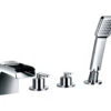 Flova Cascade Diamond Chrome 4 Hole Bath-Shower Mixer Tap With Handset And Hose -Shower Room QS V27081 1 mn