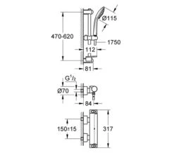Grohe Grohtherm 2000 New Exposed Chrome Thermostatic Shower Set -Shower Room QS V28700 2 mn
