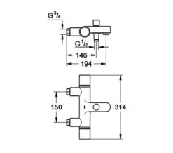 Grohe Grohtherm 1000 Cosmopolitan Chrome Thermostatic Bath Shower Mixer Tap 9 Grohe Grohtherm 1000 Cosmopolitan Chrome Thermostatic Bath Shower Mixer Tap -Shower Room QS V28704 2 mn