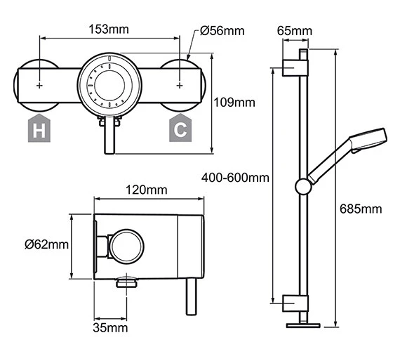 Mira Element Exposed Variable Mixer Shower 1.1910.001 4 Mira Element Exposed Variable Mixer Shower 1.1910.001 - Image 2