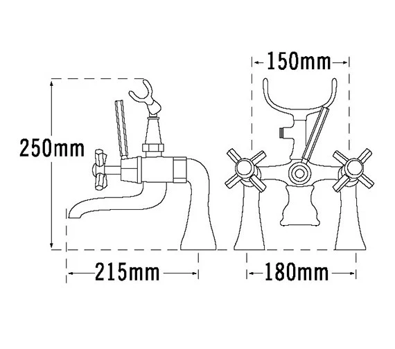 Tre Mercati Charleston Pillar Mounted Chrome Bath Shower Mixer Tap With Kit 4 Tre Mercati Charleston Pillar Mounted Chrome Bath Shower Mixer Tap With Kit - Image 2