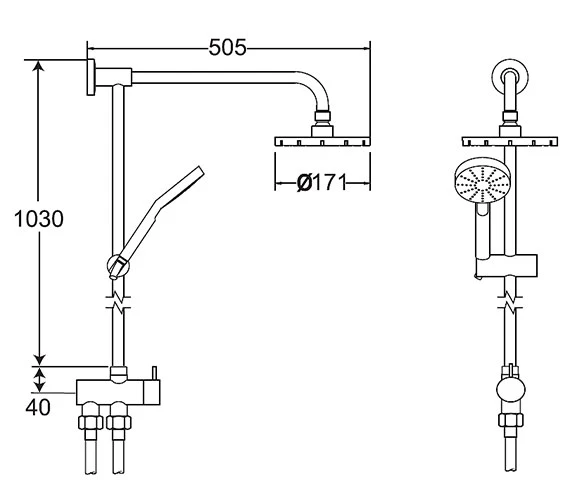 Deva Minimalist Chrome Rigid Riser Kit With Diverter And Handset - Kits09 4 Deva Minimalist Chrome Rigid Riser Kit With Diverter And Handset - Kits09 - Image 2