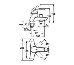 Grohe Eurosmart Deck Mounted Chrome Bath Shower Mixer Tap - 25105000 -Shower Room QS V58270 2 mn
