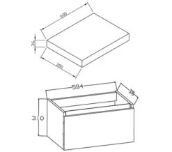 IMEX Echo 600mm Single Drawer Wall Mounted Unit And Worktop Gloss White - EC60WMWG -Shower Room QS V72238 2 mn