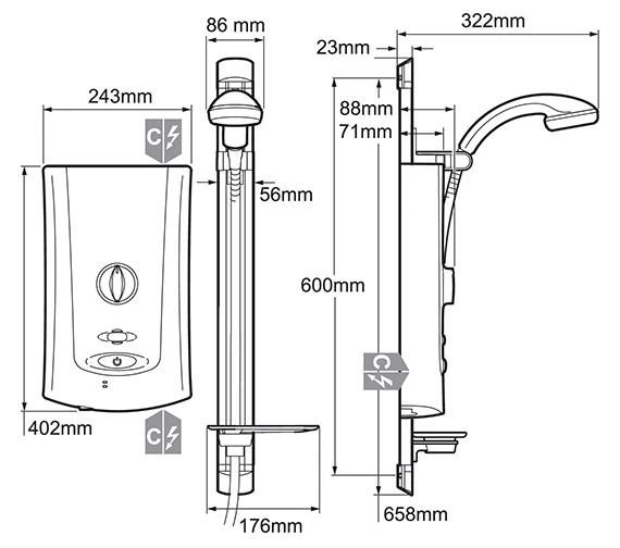 Mira Advance Flex Low Pressure Thermostatic 9.0KW Electric Shower White And Chrome 4 Mira Advance Flex Low Pressure Thermostatic 9.0KW Electric Shower White And Chrome - Image 2